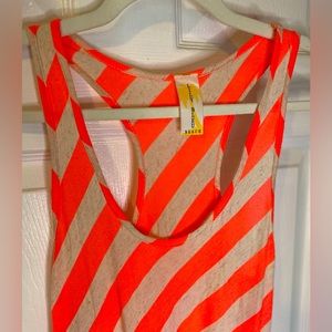 Bright Pink and Cream Striped Racerback Dress size M